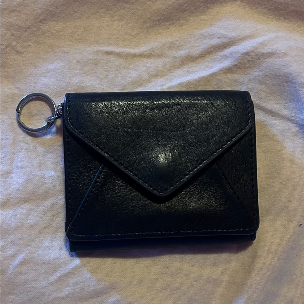 Black Leather Wallet with Key Ring